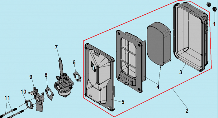 8 КАРБЮРАТОР - ВОЗДУШНЫЙ ФИЛЬТР ГЕНЕРАТОР CHAMPION GG2000