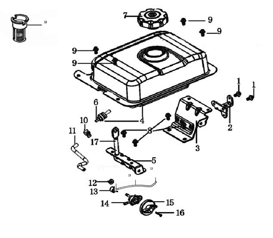 ЗАПЧАСТИ ДЛЯ ДВИГАТЕЛЯ LC190FDS (БАК ТОПЛИВНЫЙ)
